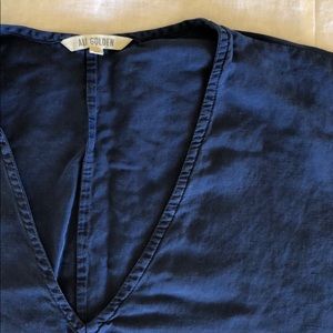 Ali Golden silk and linen blue v neck tunic